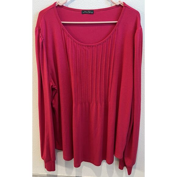 Ofeefan Women’s 3XL Pink Top . Long Sleeves, Pin tucked Front. - Picture 1 of 5